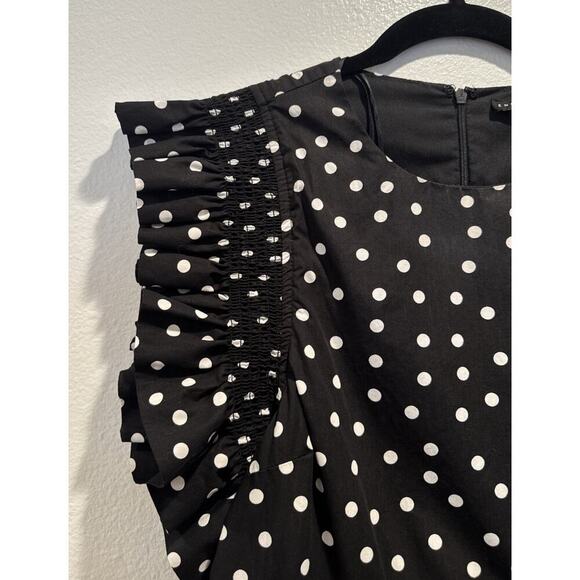 English Factory Womens Size XS Polka Dot Print Babydoll Mini Dress Pockets Retro - Picture 2 of 7